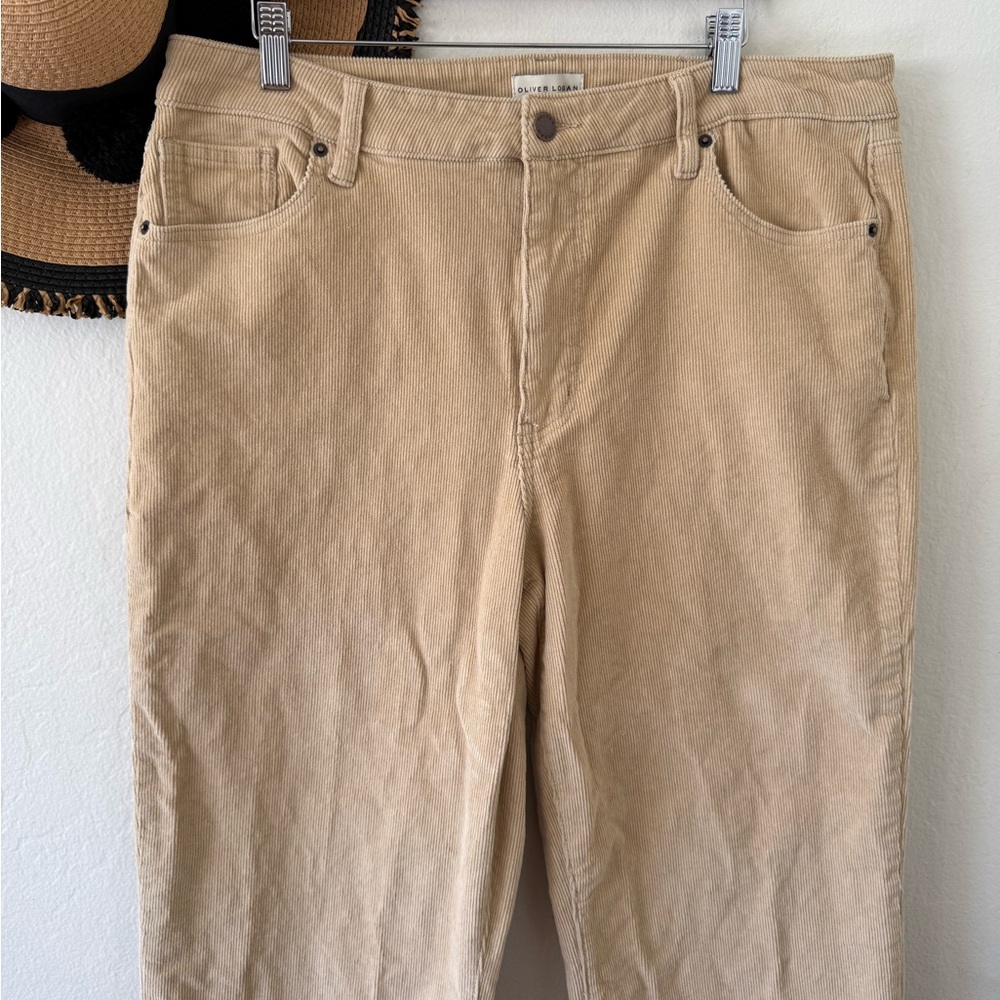 Oliver Logan Aberdeen Tan Wide Leg Crop Corduroy Pants Size 33 - Picture 9 of 13
